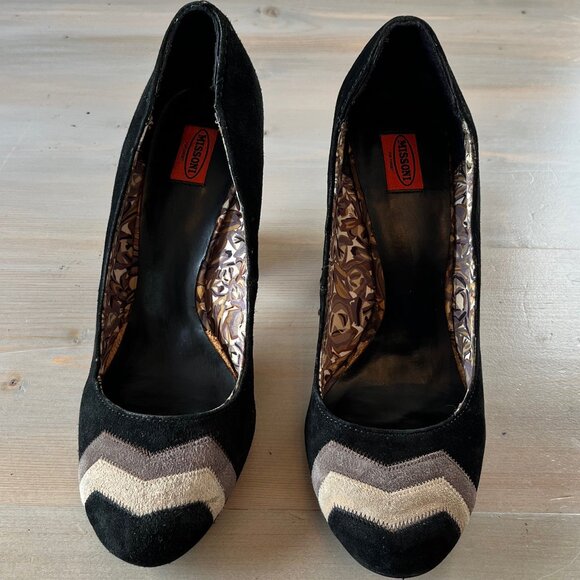 Missoni for Target Black Suede with Tan Zigzag Pumps - Picture 2 of 8